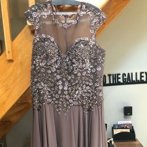 Beaded taupe gown